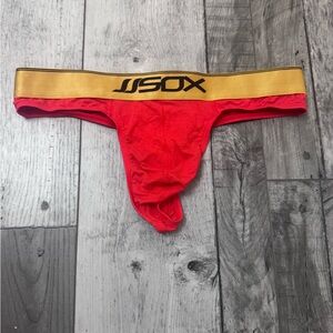 JJSox Men’s Sexy Red and Gold Modal Thong Large Miami